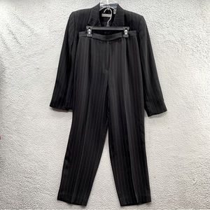 Kate Hill Women's Pinstriped 2 Piece Blazer Jacket 6P & Pants 10P Suit Set Lined